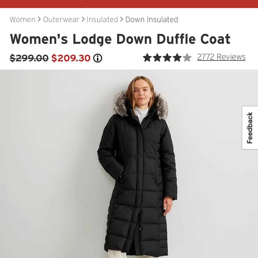 Eddie Bauer Women's Black Down Puffer Coat